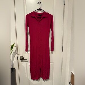 ASOS Pink Ribbed Button Dress - Never Worn
